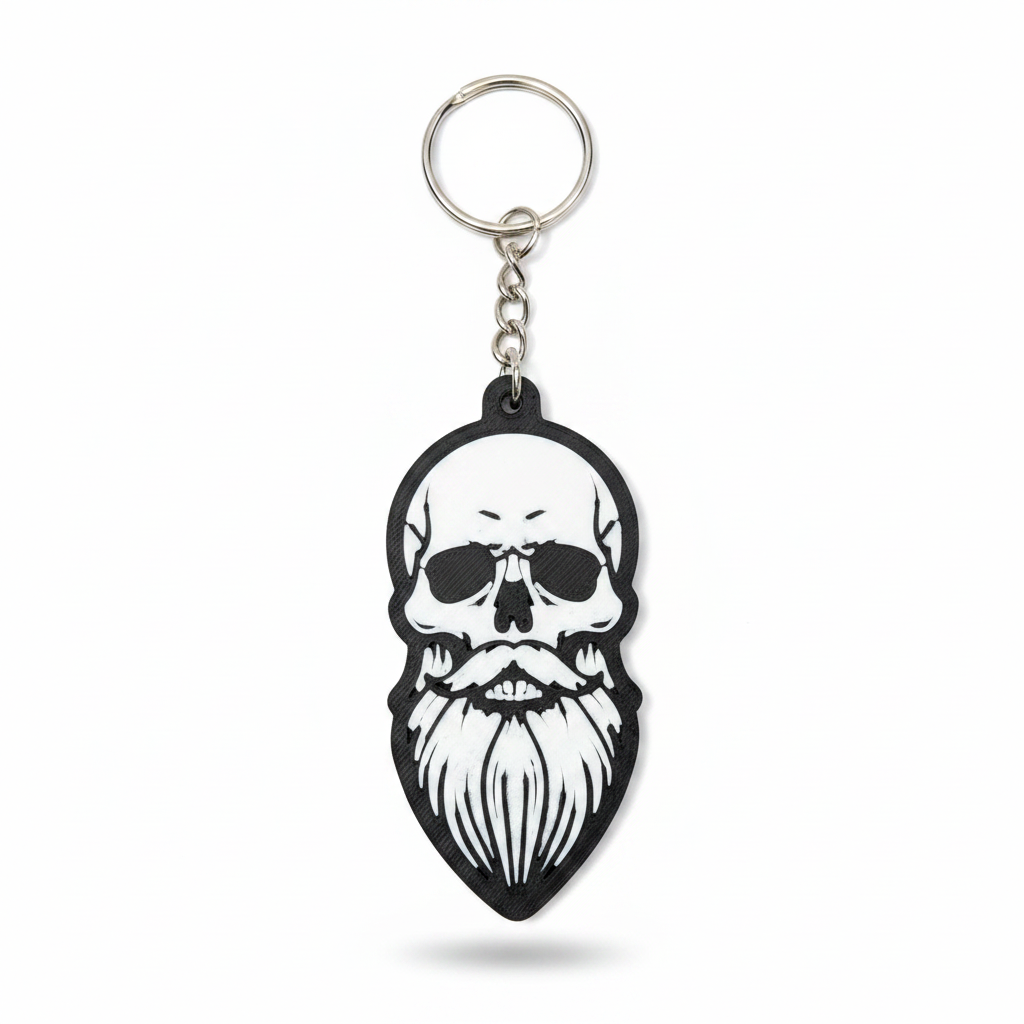 Bearded Skull Keychain