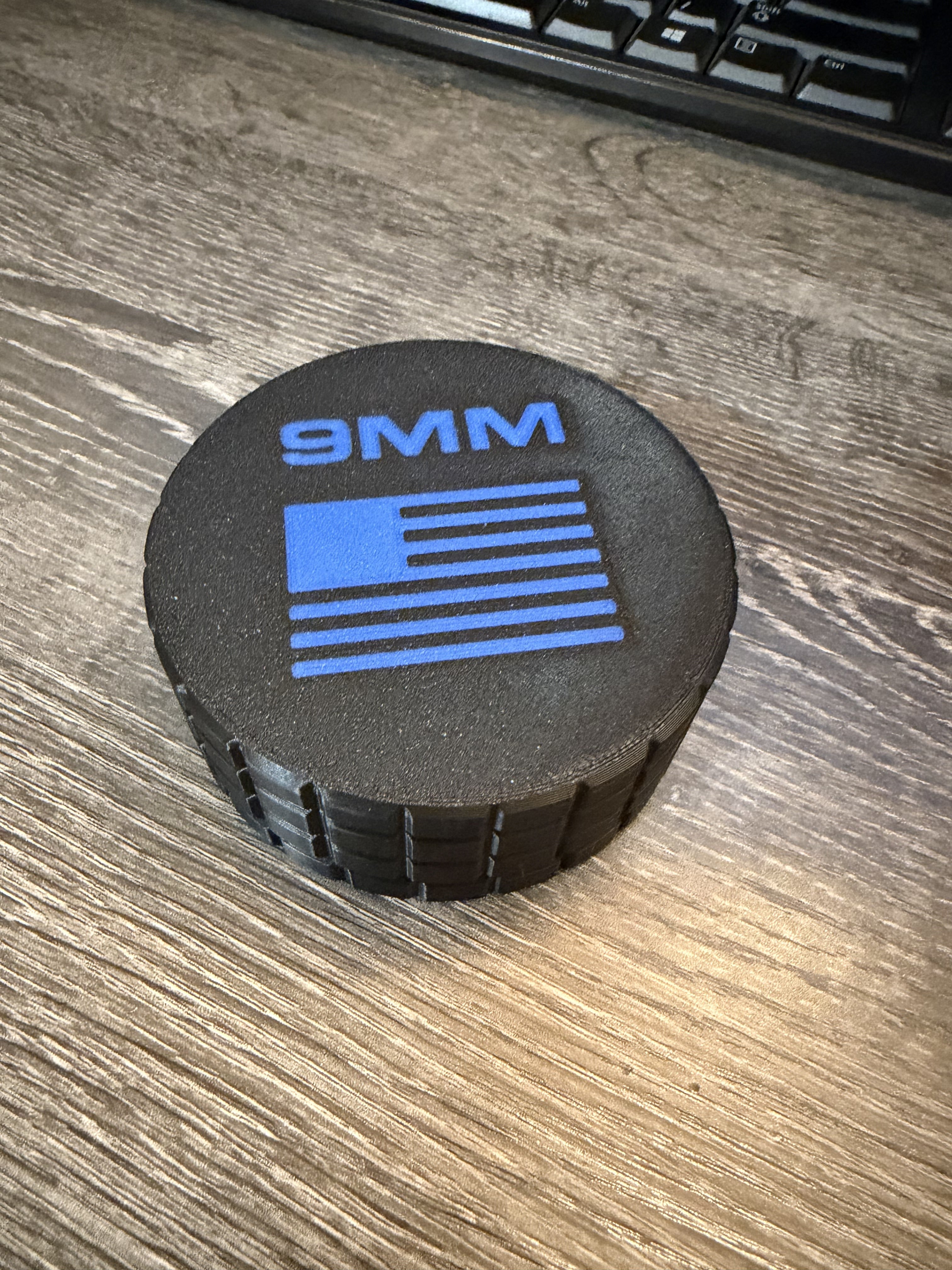 9mm ammo holder blue flag side view