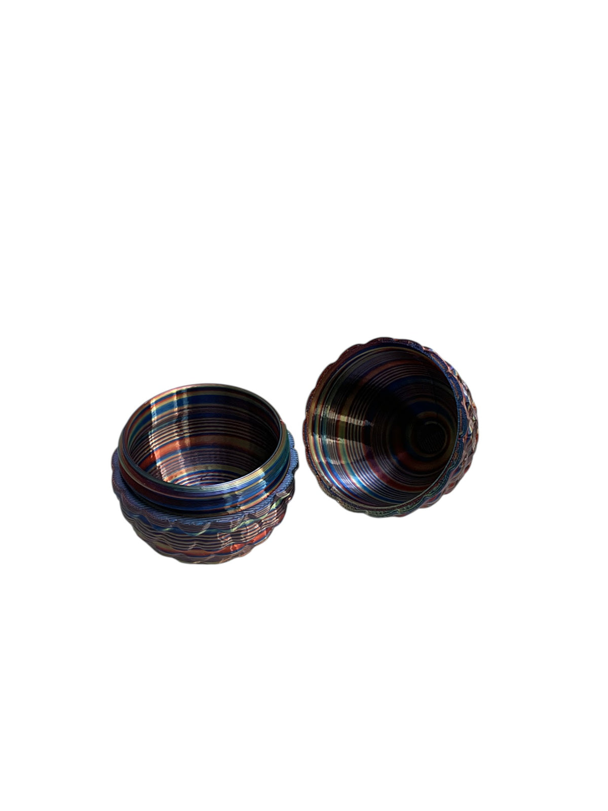 Open multicolor egg-shaped container