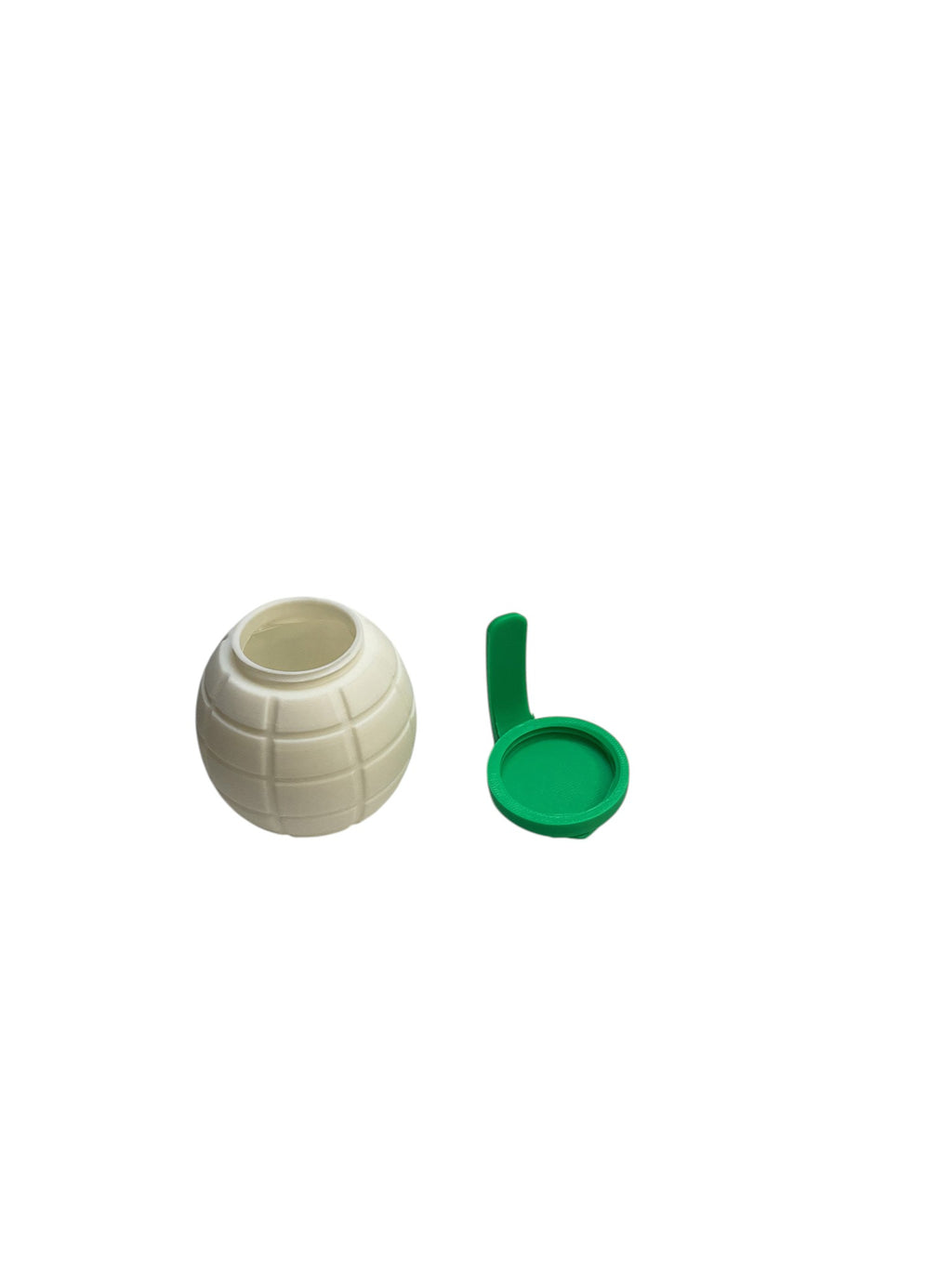 Open green 3D printed ribbed storage container