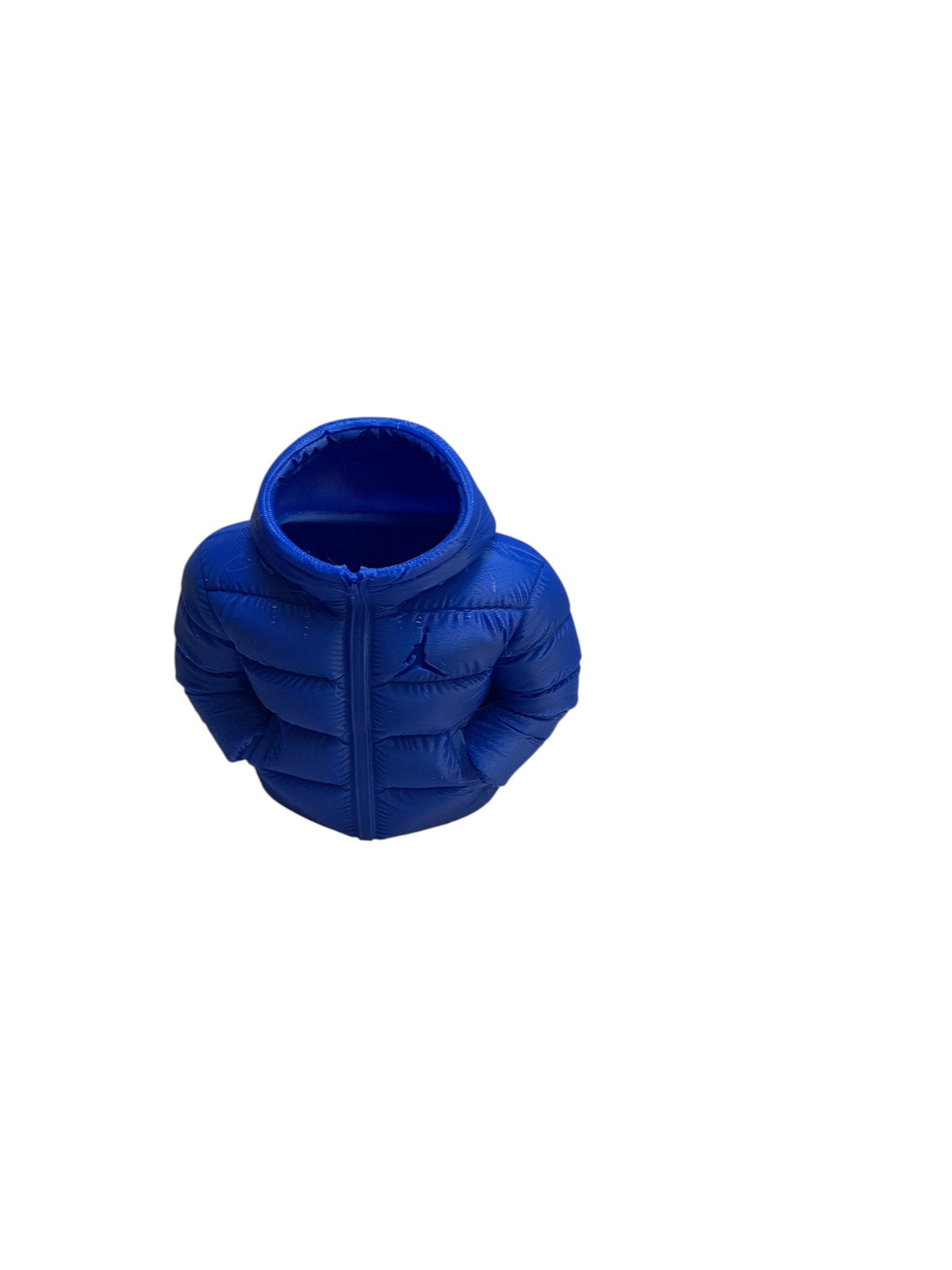 Blue 3D printed puffer jacket pencil holder